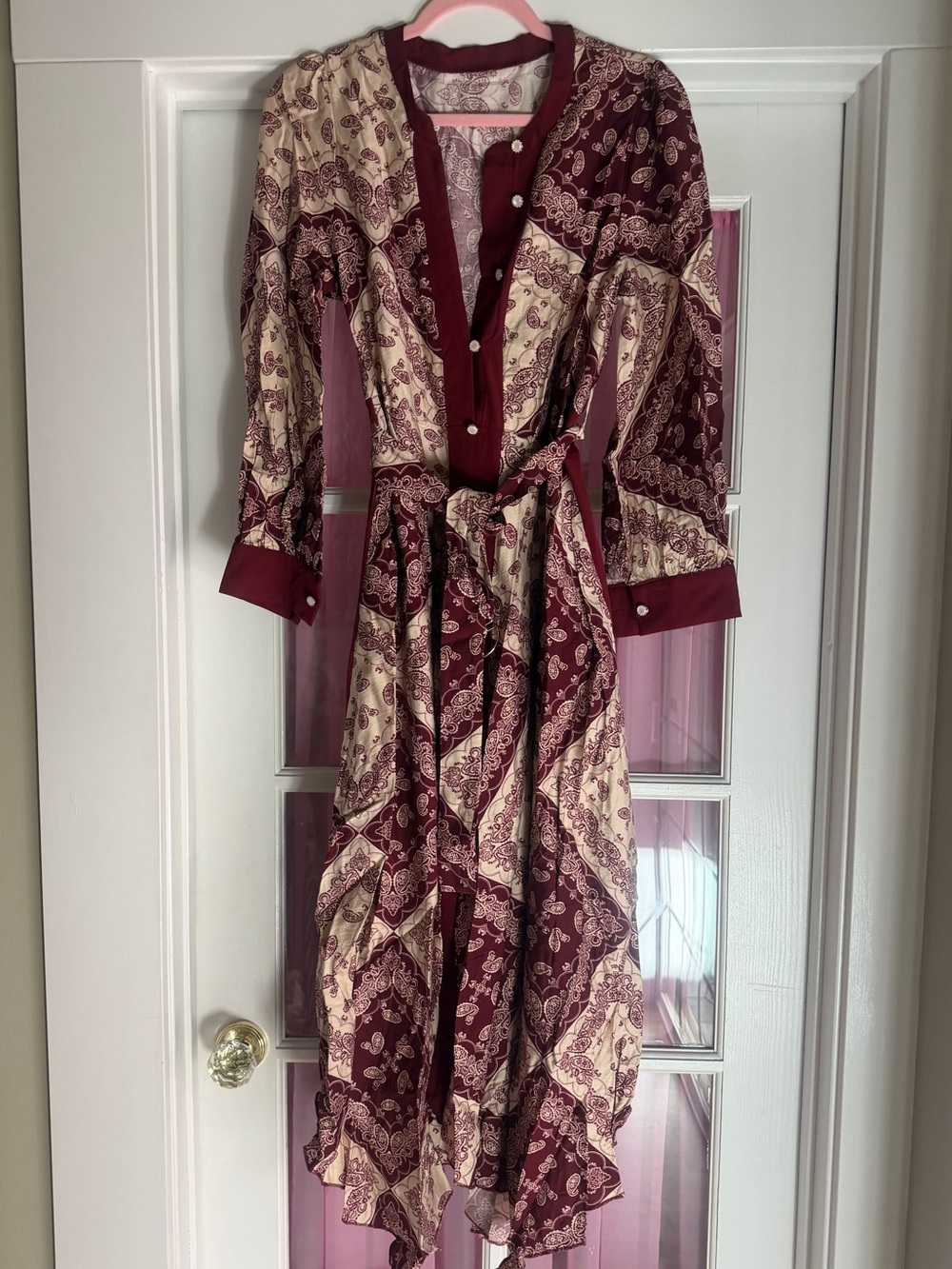 SHEIN Burgundy Red Dress Top with Label Detail